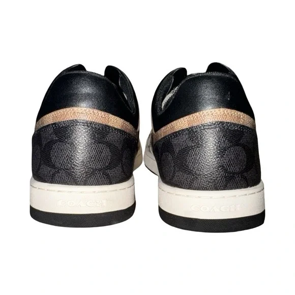 Coach Signature Logo Men's Black Brown Beige Casual Sneakers - Picture 4 of 6